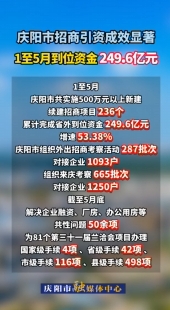 慶陽市招商引資成效顯著，1至5月到位資金249.6億元